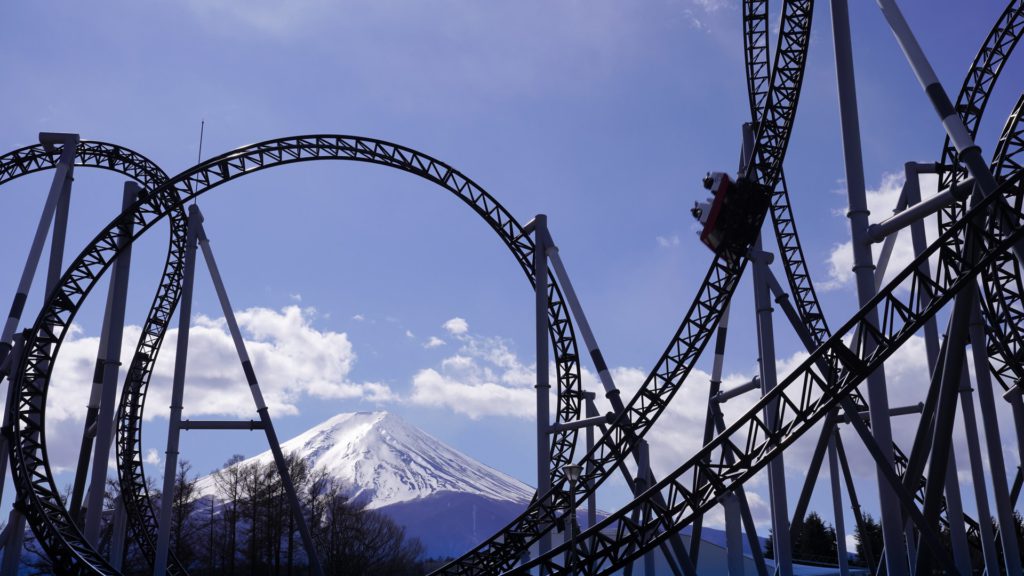 Black roller coaster over the Mountain during daytime